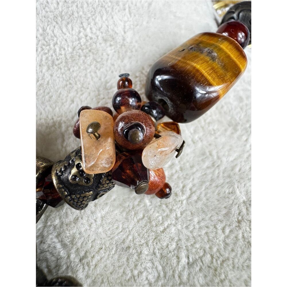 Rare Bohemian Orange and Brown Tigers Eye Pendant Necklace - Picture 13 of 13